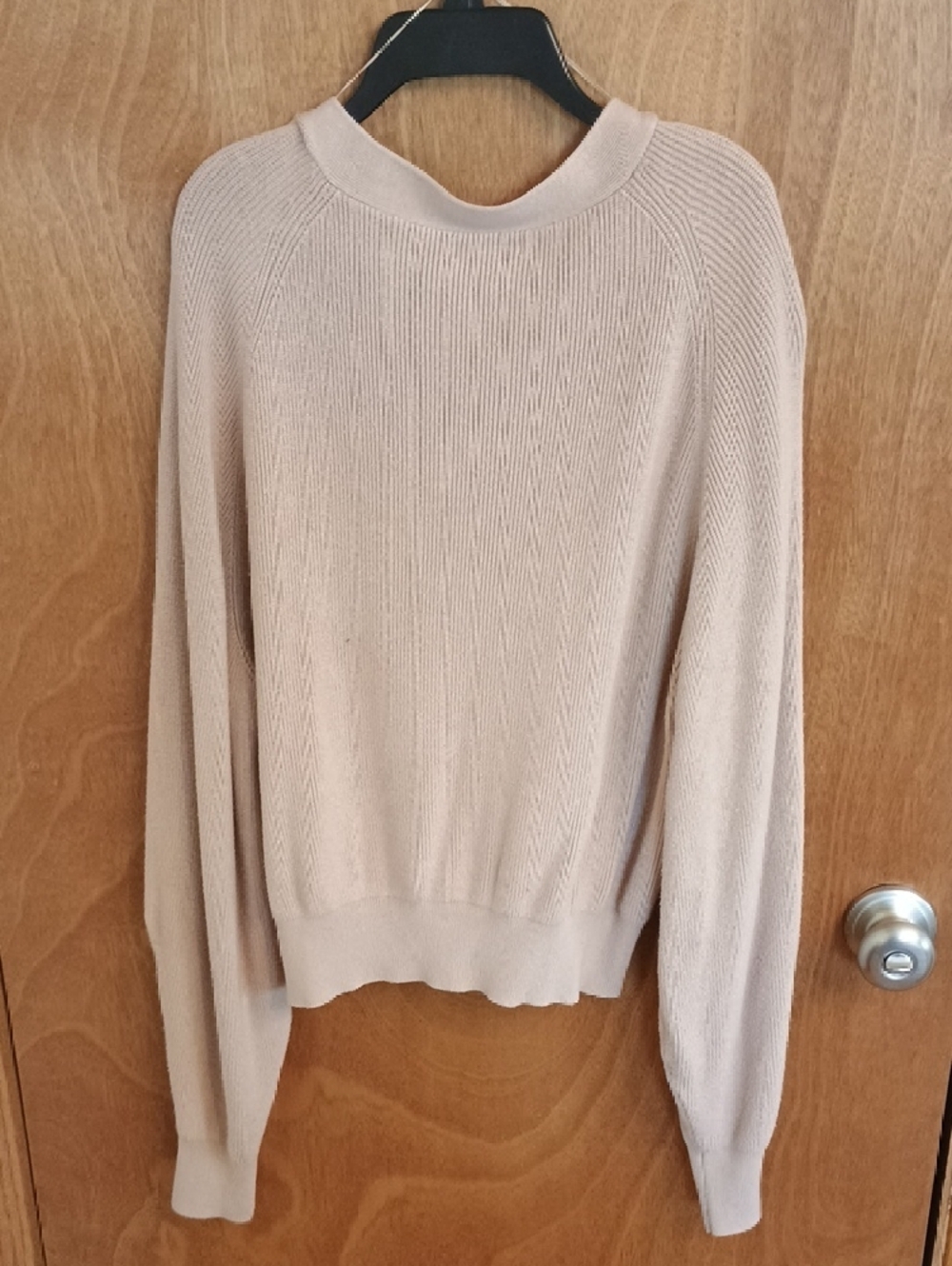 Crescent Beige V-Neck Button Ribbed Cardigan - Picture 4 of 5